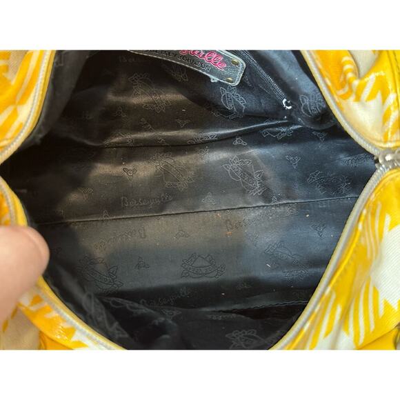 Betsey Johnson yellow Plaid Cherry Sequin tote Purse betseyville - Picture 15 of 16